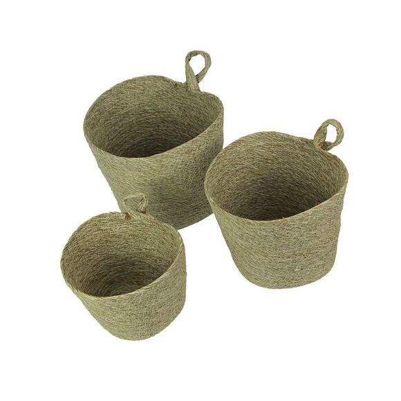 Set of 3 Woven Hanging Basket Decorative Organizer Pockets Home Storage Decor - Picture 2 of 5
